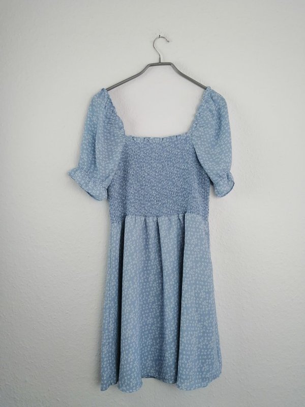 blaues Sommerkleid mit Blumenmuster - Größe 38