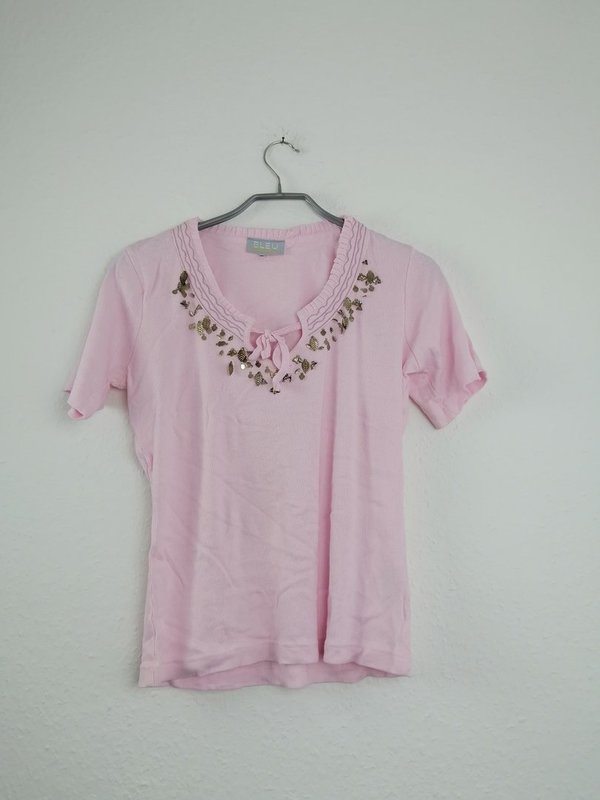 rosa Damenshirt mit Metallapplikationen - Größe S