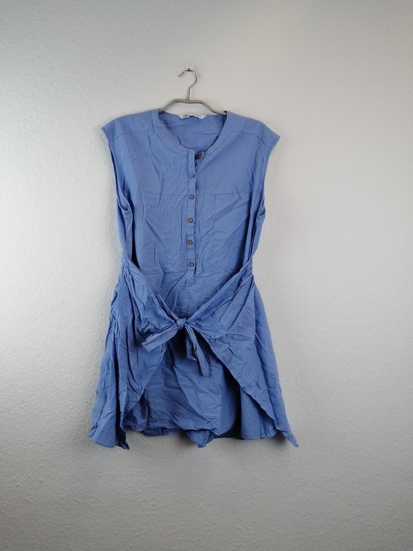 kurzes, blaues Wickelkleid in Jeansoptik von Zara - Größe L
