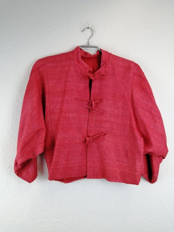 rote Jacke für Damen in Leinenstoff